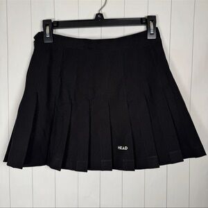 Vintage HEAD Sportswear Black Pleated Mini Skirt Sporty Golf Tennis Prep size XS